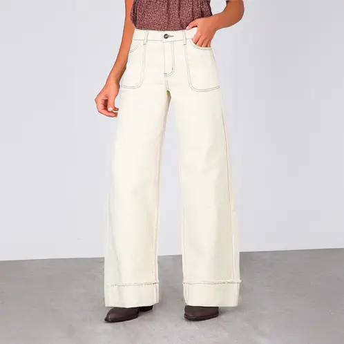 RAINDOOR - Pantalón Wide Leg Tiro Medio Mujer