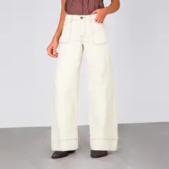 RAINDOOR - Pantalón Wide Leg Tiro Medio Mujer