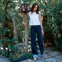 RAINDOOR - Pantalón Wide Leg Tiro Medio Mujer