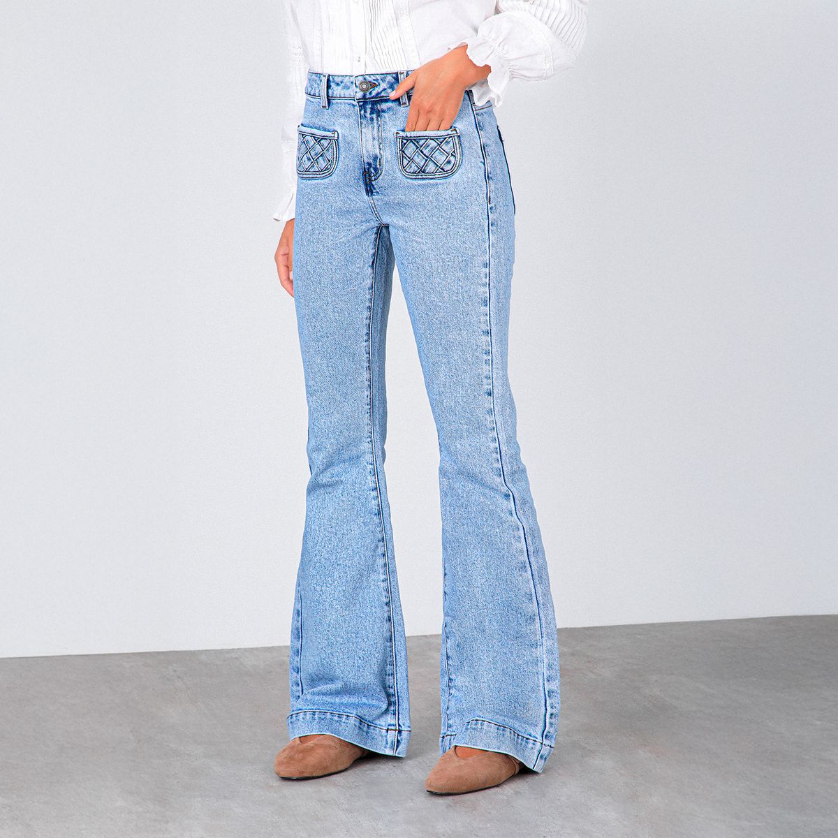 RAINDOOR - Pantalón Flare Tiro Medio Mujer Raindoor