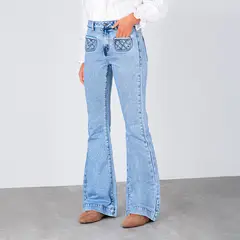 RAINDOOR - Pantalón Flare Tiro Medio Mujer