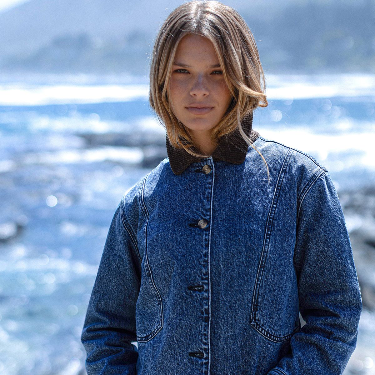 RAINDOOR - Chaqueta Denim Cuello Cotele Mujer Raindoor
