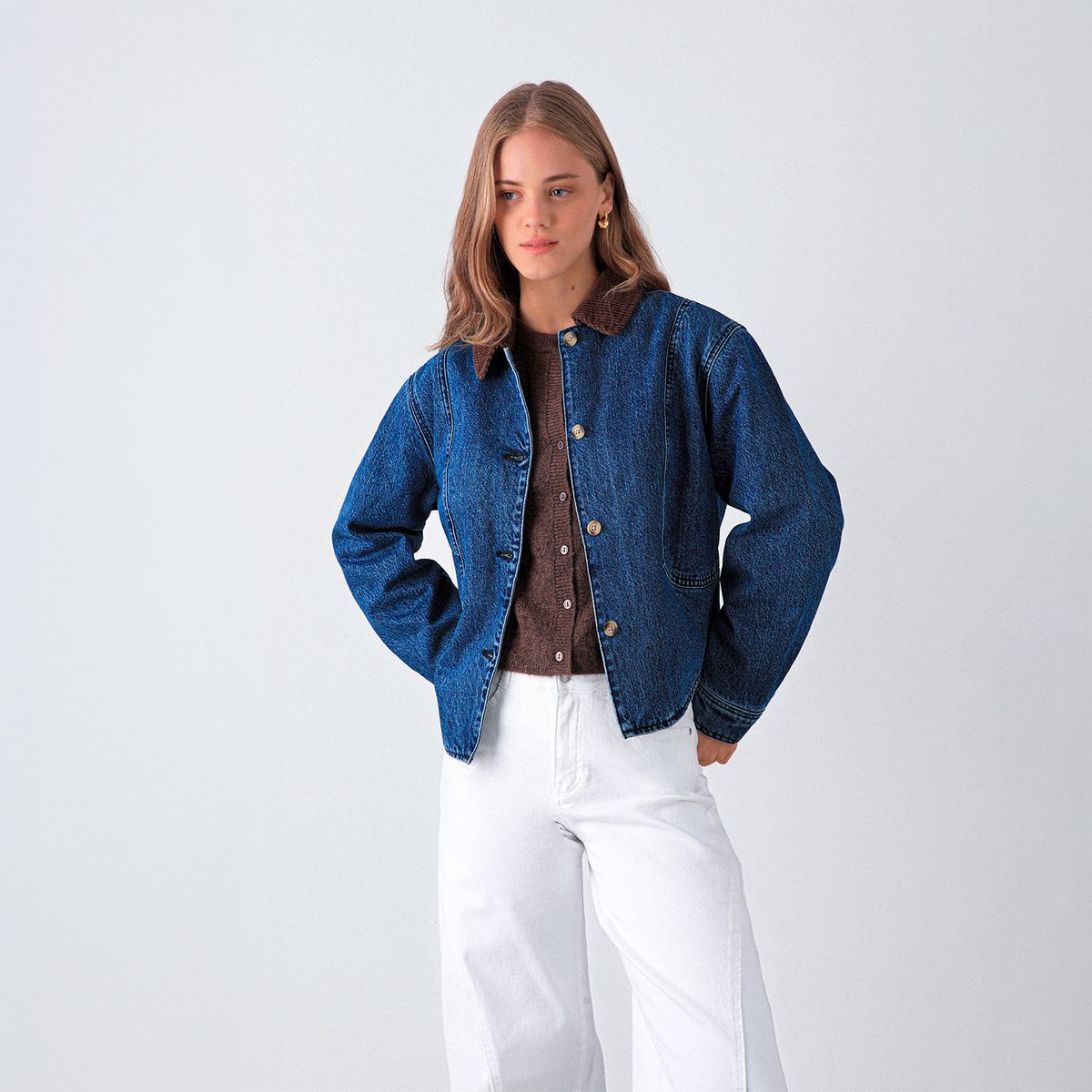 RAINDOOR - Chaqueta Denim Cuello Cotele Mujer Raindoor