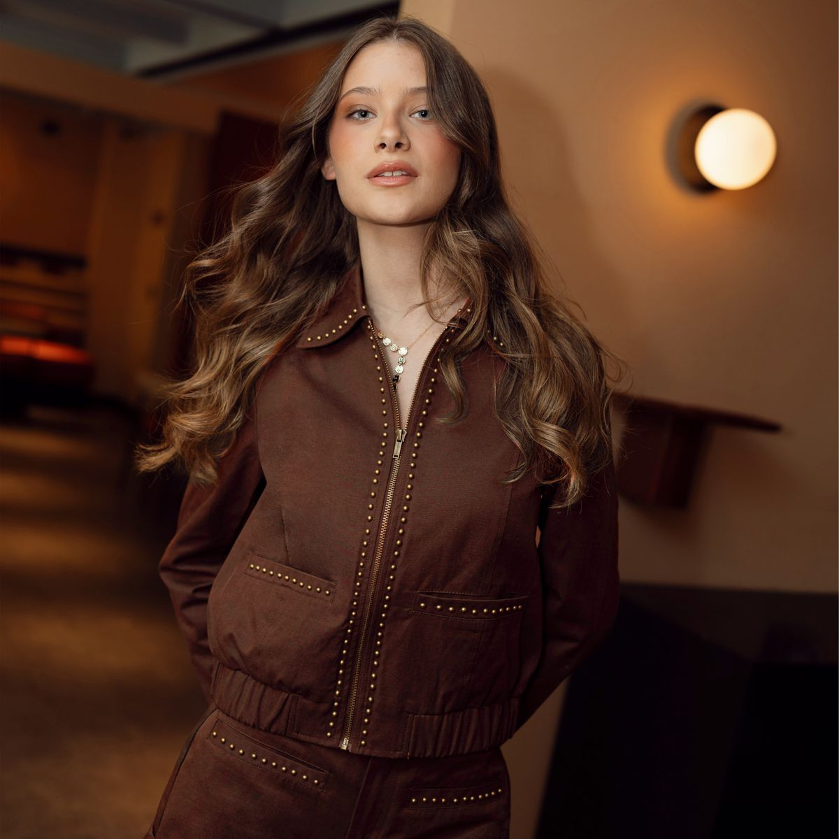 RAINDOOR - Chaqueta Bomber Tachas Mujer Raindoor