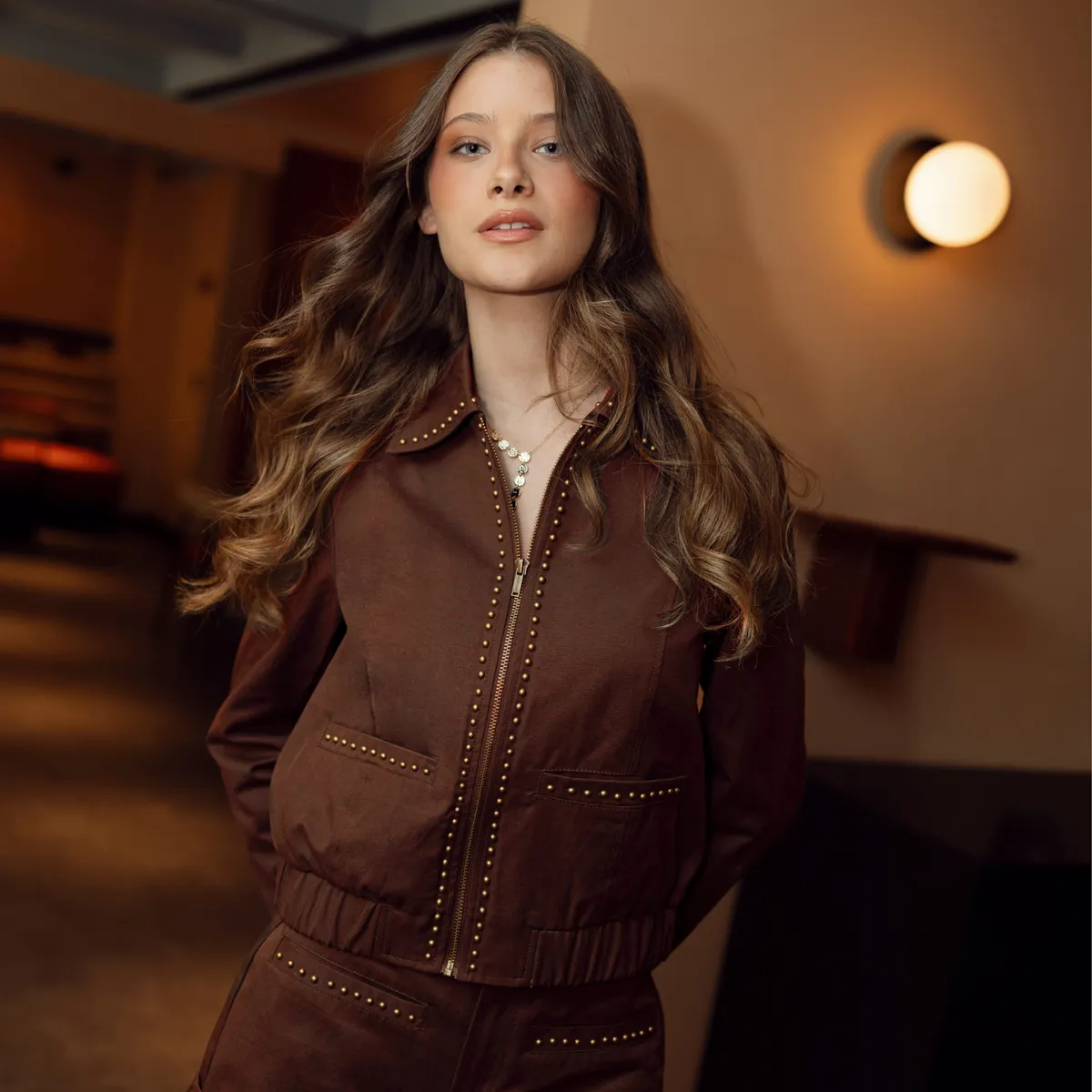 RAINDOOR - Chaqueta Bomber Tachas Mujer Raindoor