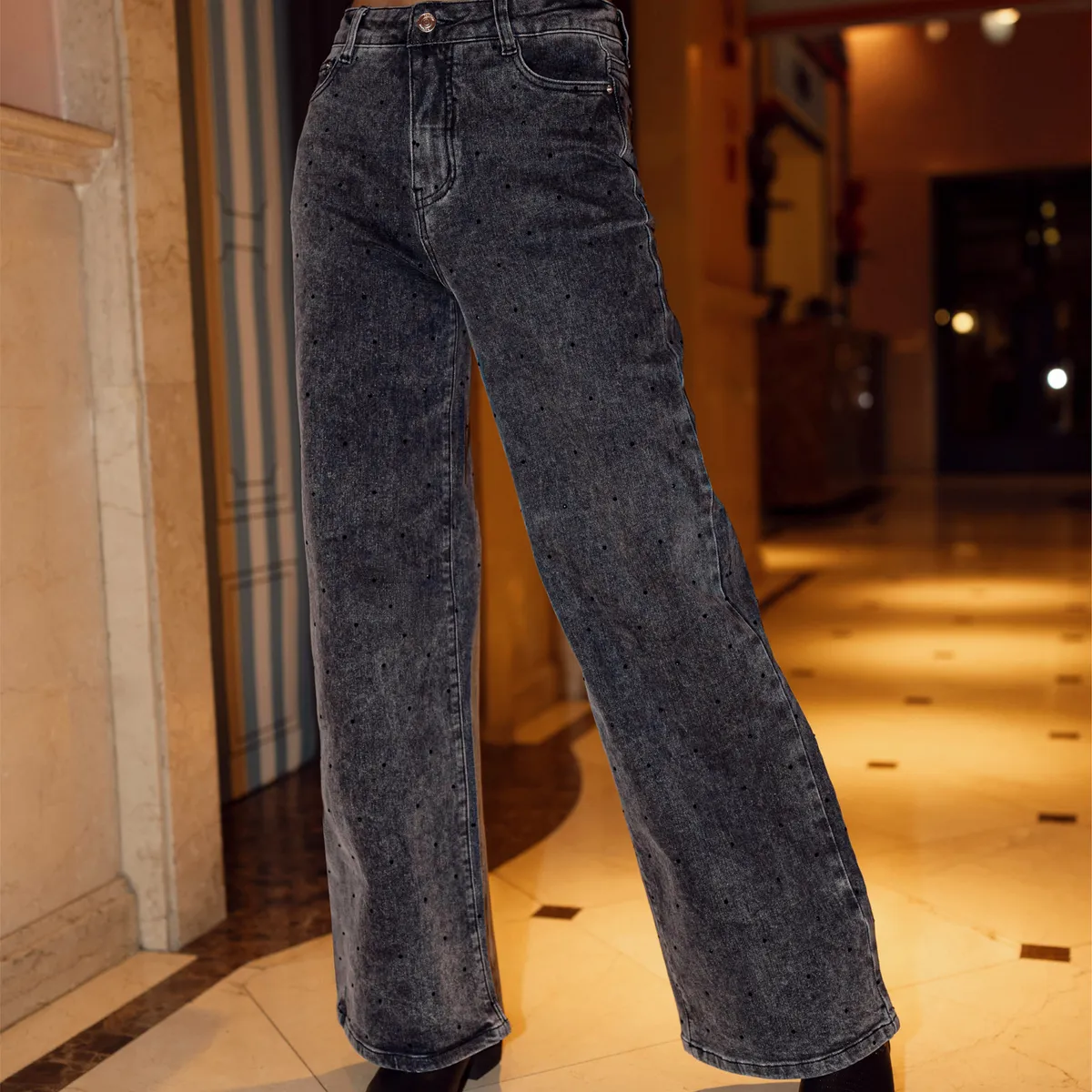 RAINDOOR - Pantalón Strass Denim Mujer Raindoor