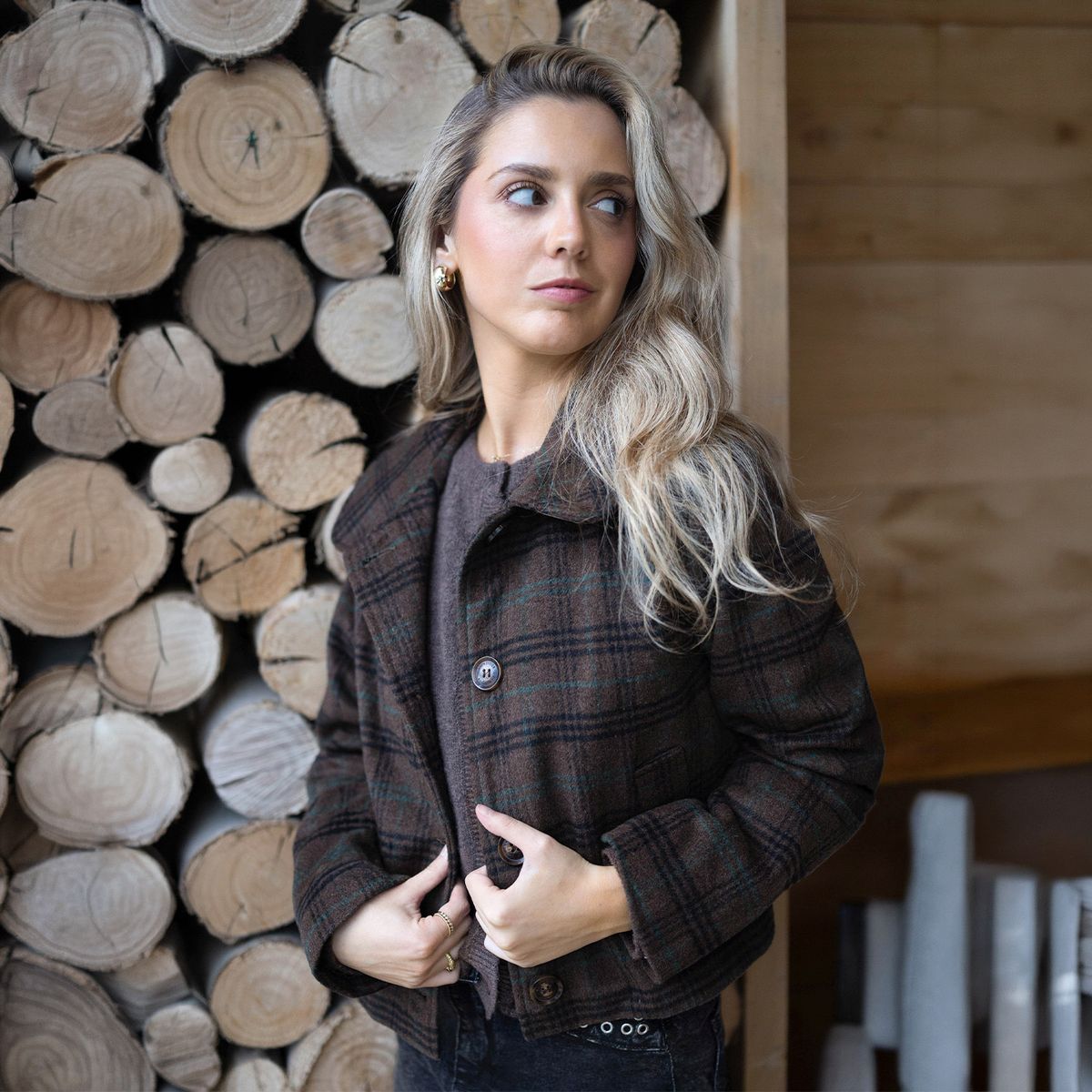 RAINDOOR - Chaqueta Tejida Cuadros Marinero Mujer Raindoor