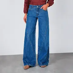 RAINDOOR - Pantalón Wide Leg Tiro Bajo Mujer