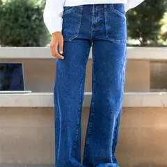 RAINDOOR - Pantalón Wide Leg Tiro Medio Mujer