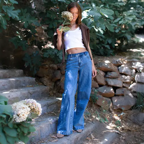 RAINDOOR - Pantalón Wide Leg Tiro Bajo Mujer