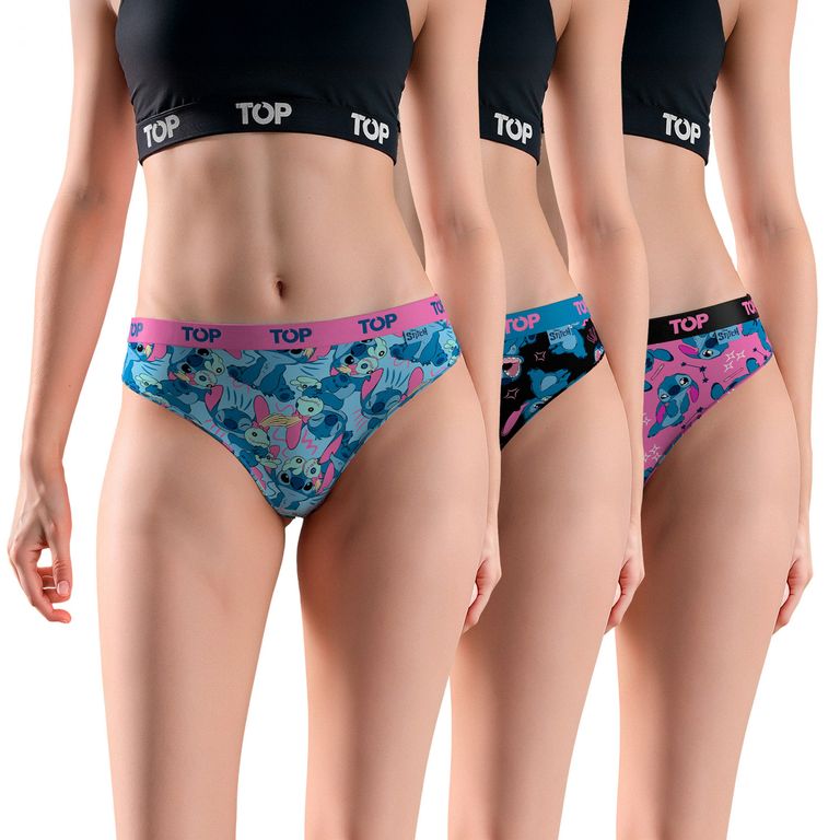 Pack de 3 Calzones Bikini Stitch Mujer