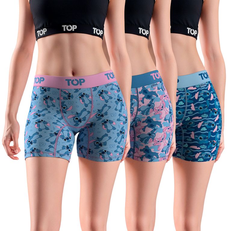 Pack de 3 Calzones Boxers Mujer Stitch