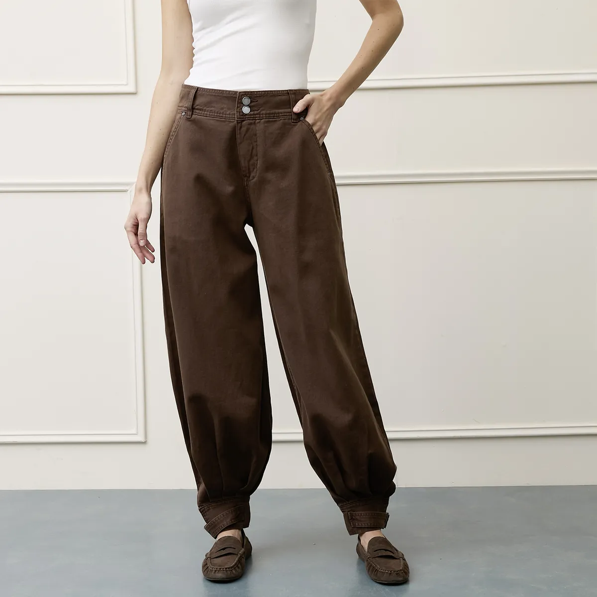 BASEMENT - Jeans Balloon Tiro Medio Mujer Basement