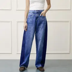 BASEMENT - Jeans Balloon Tiro Medio Mujer
