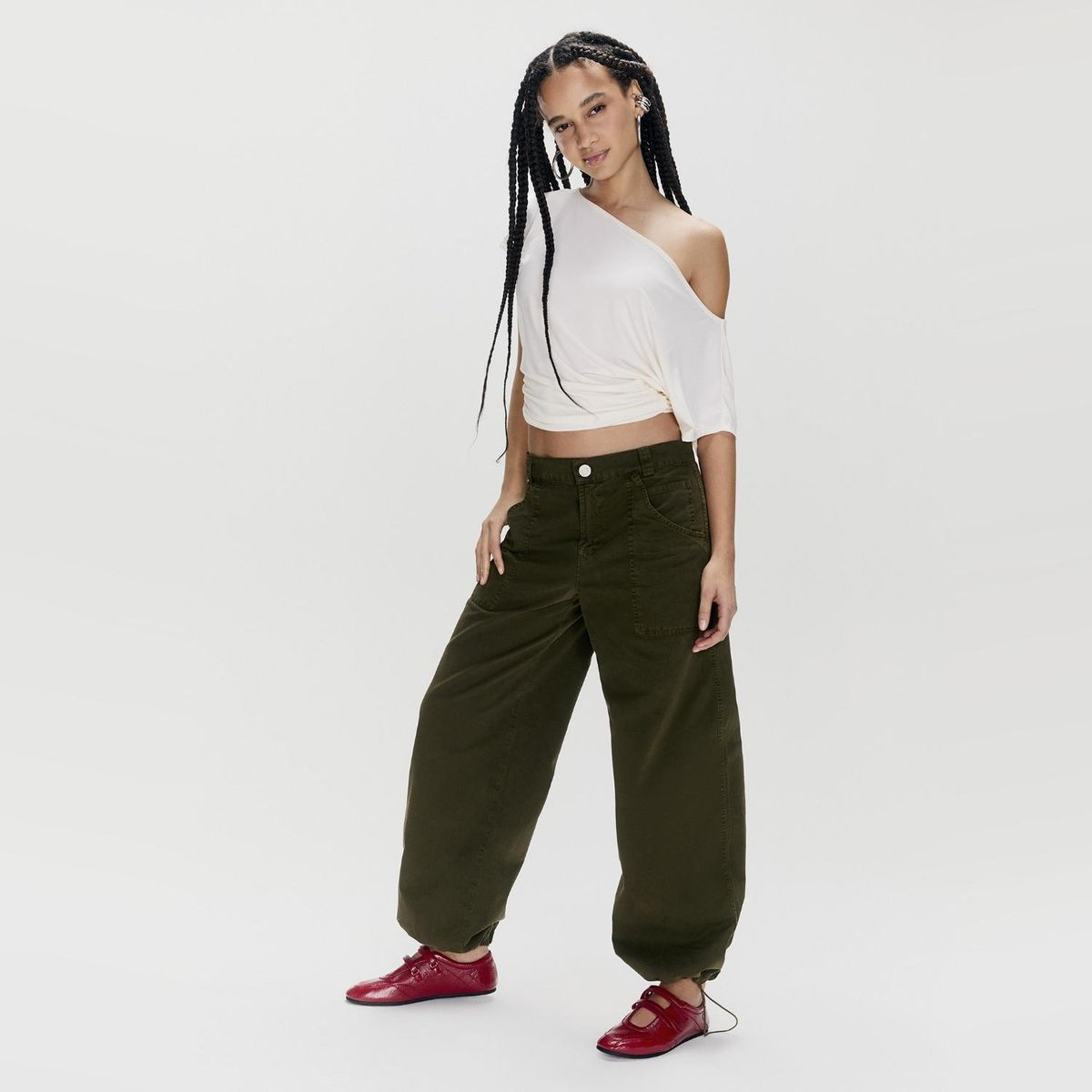 SYBILLA - Jeans Parachute Cargo Tiro Medio Mujer Sybilla