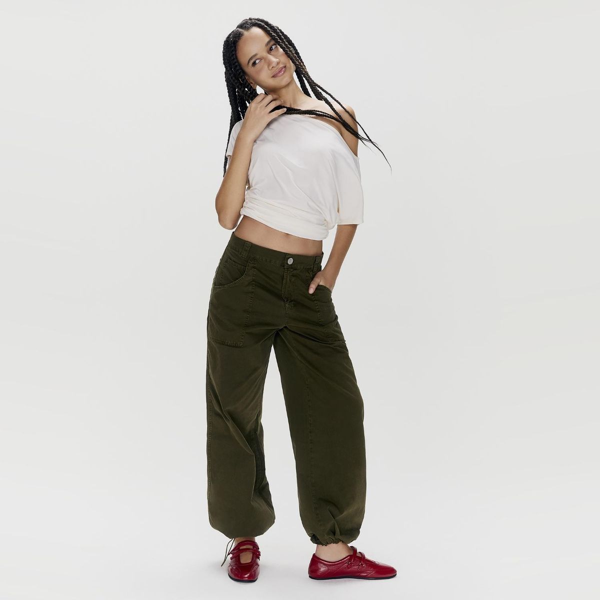 SYBILLA - Jeans Parachute Cargo Tiro Medio Mujer Sybilla