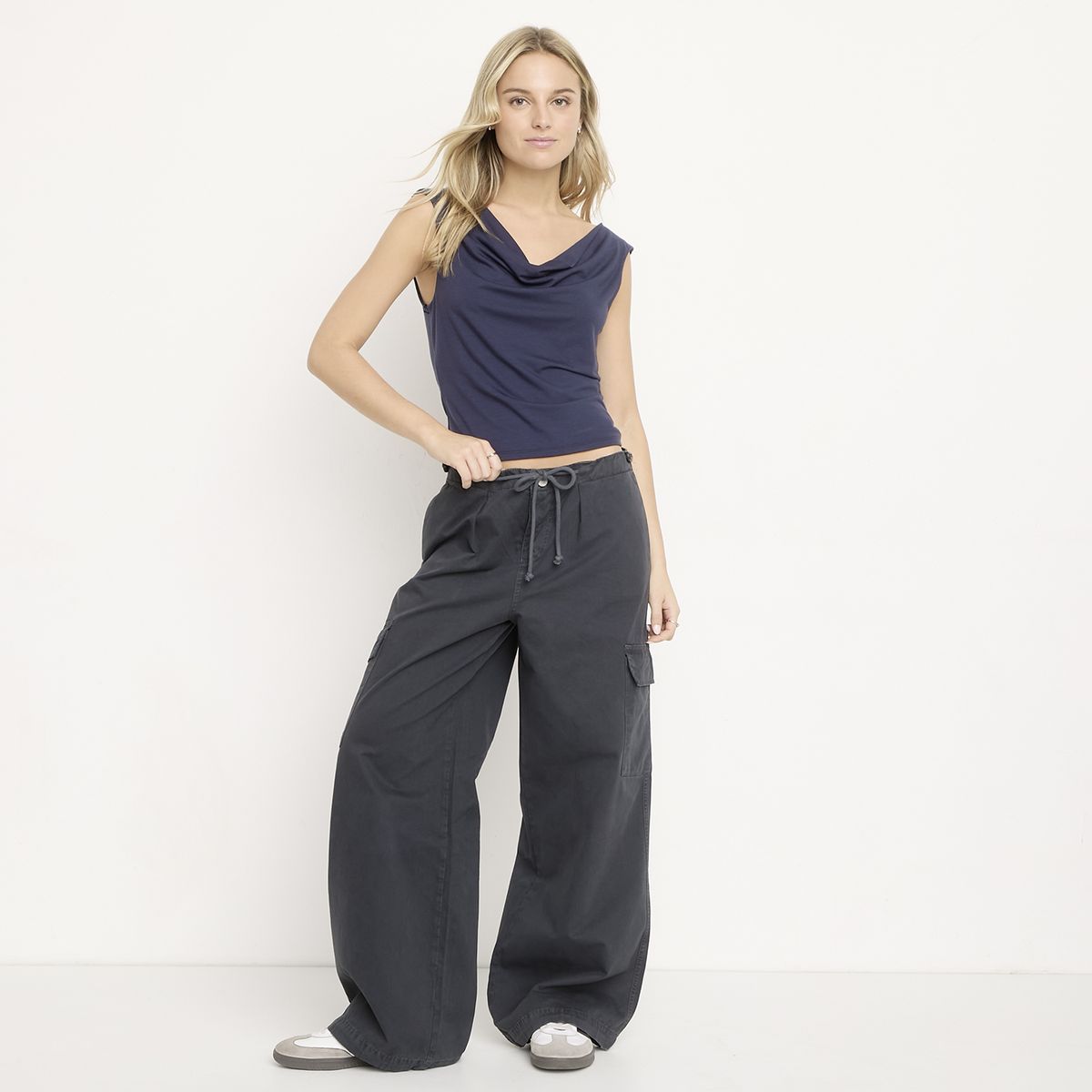 SYBILLA - Jeans Parachute Cargo Tiro Medio Mujer Sybilla