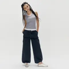 SYBILLA - Jeans Parachute Cargo Tiro Medio Mujer