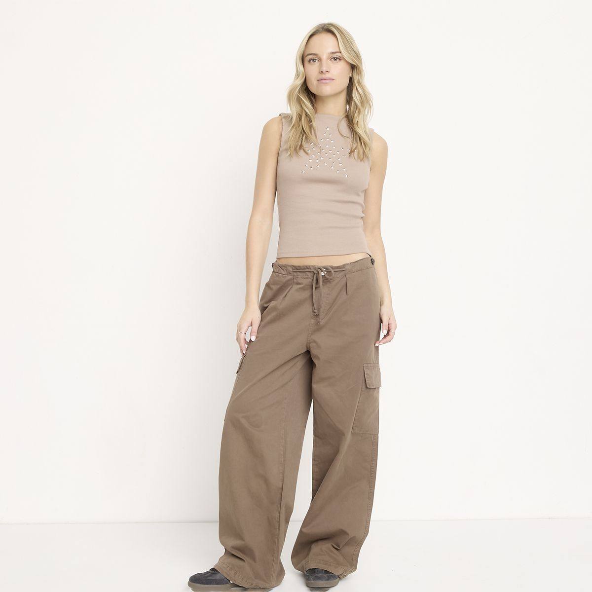 SYBILLA - Jeans Parachute Cargo Tiro Medio Mujer Sybilla