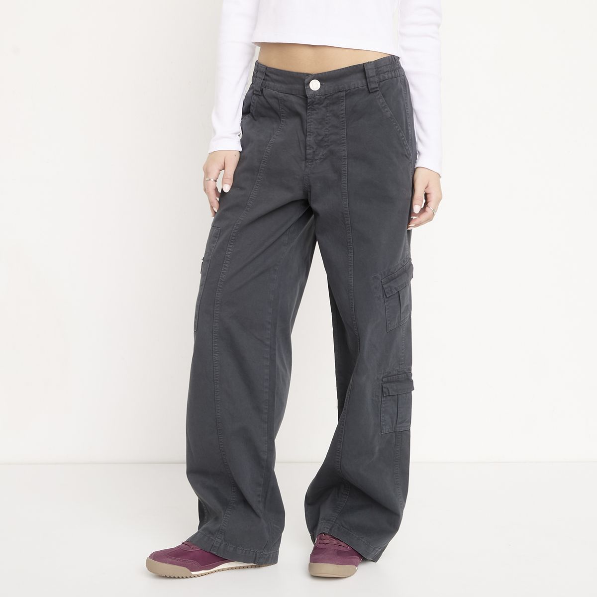 SYBILLA - Jeans Cargo Baggy Tiro Medio Mujer Sybilla