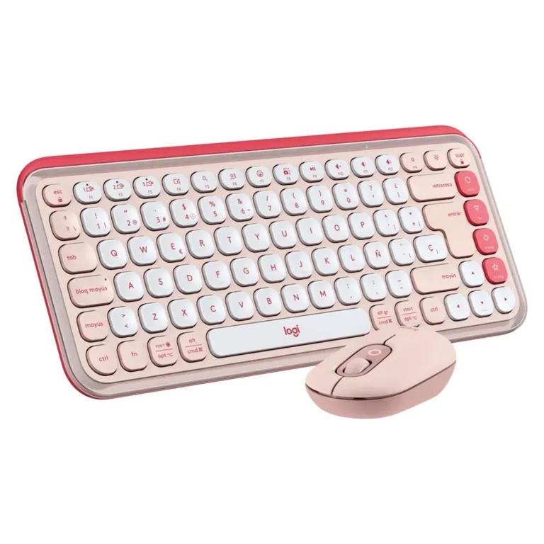 Combo Teclado Y Mouse Pop Icon Rosa