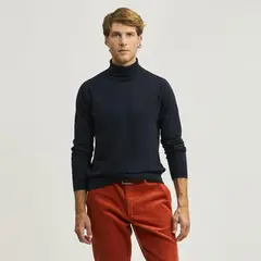 SAVILLE ROW - Sweater Liso Cuello Beatle Algodón-Cashmere