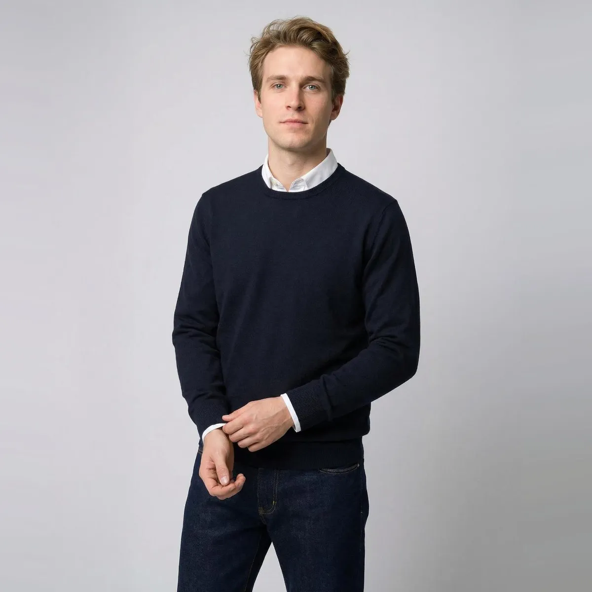 SAVILLE ROW - Sweater Liso Merino Cuello Redondo Saville Row
