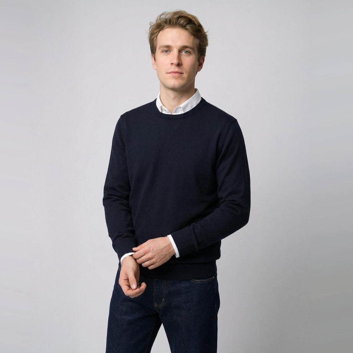 SAVILLE ROW - Sweater Liso Merino Cuello Redondo Saville Row