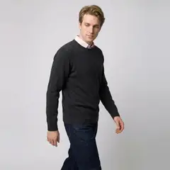 SAVILLE ROW - Sweater Liso Merino Cuello Redondo