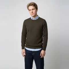 SAVILLE ROW - Sweater Liso Merino Cuello Redondo