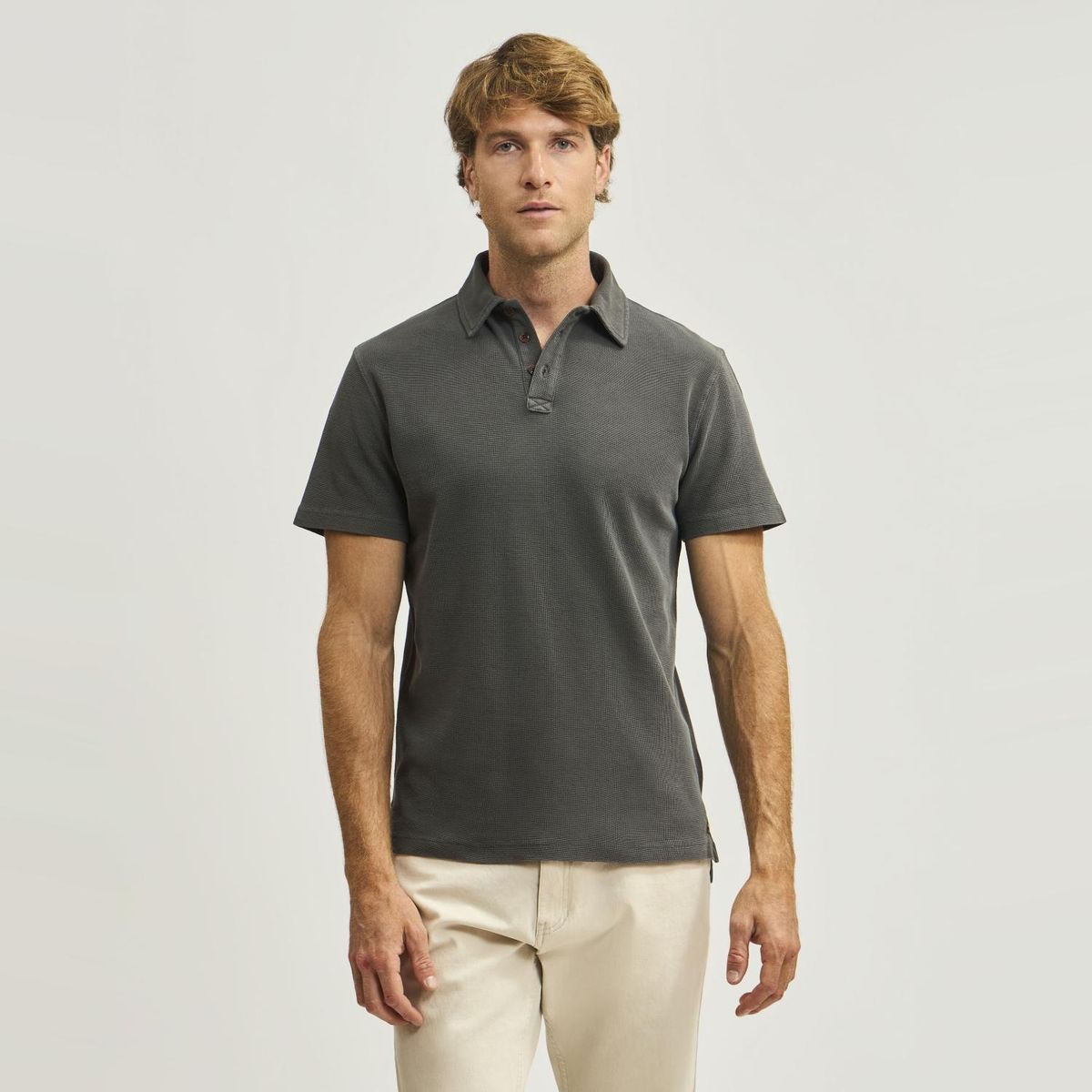 SAVILLE ROW - Polera Cuello Self Fabric Tela Waffle Saville Row