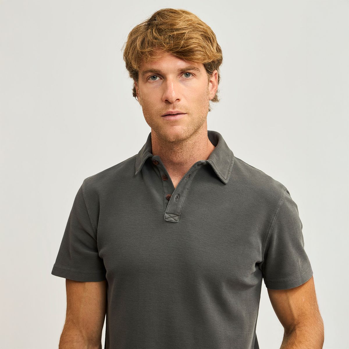 SAVILLE ROW - Polera Cuello Self Fabric Tela Waffle Saville Row