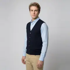 SAVILLE ROW - Cárdigan Liso Sin Mangas Merino Italiano