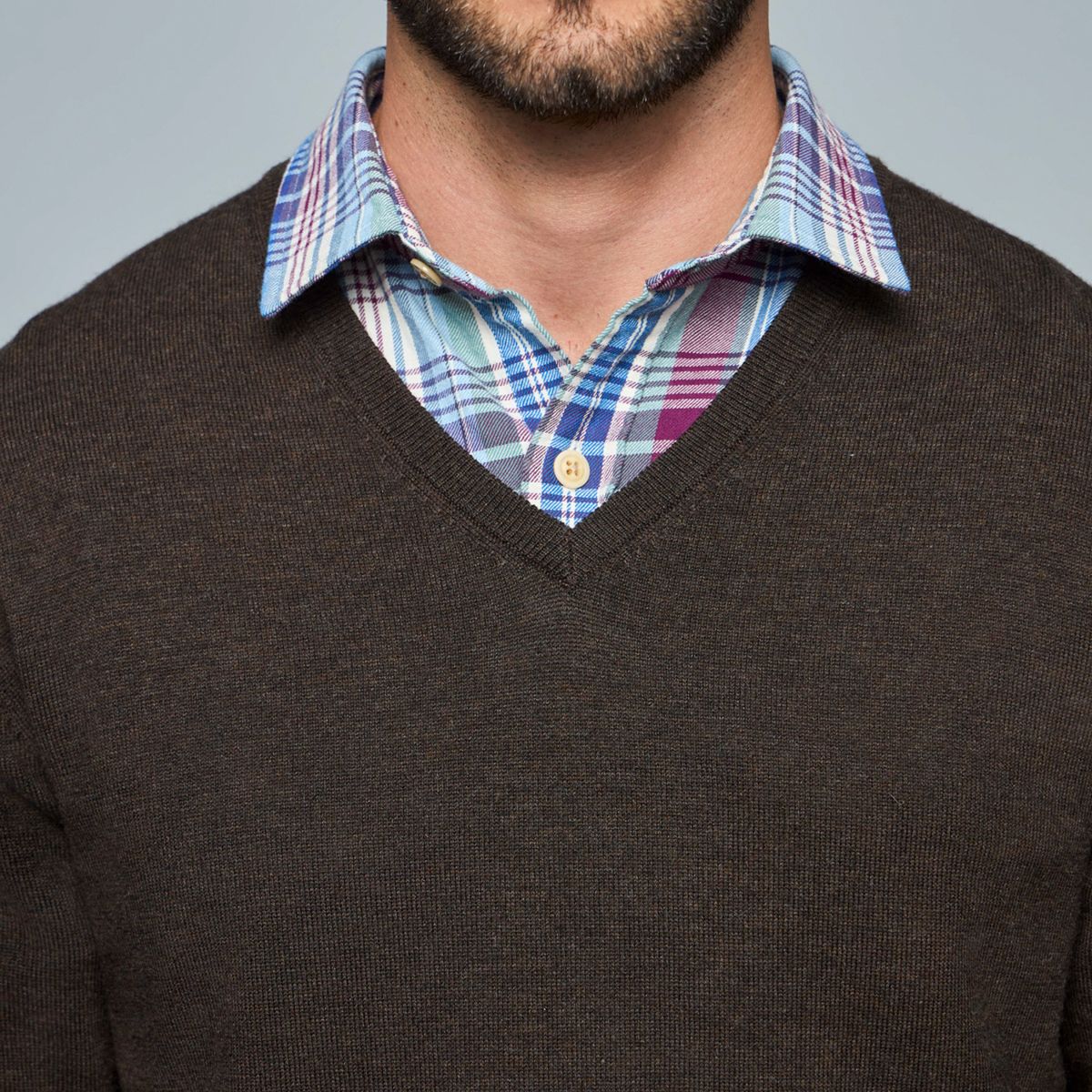 SAVILLE ROW - Sweater Liso Cuello V Lana Merino Saville Row