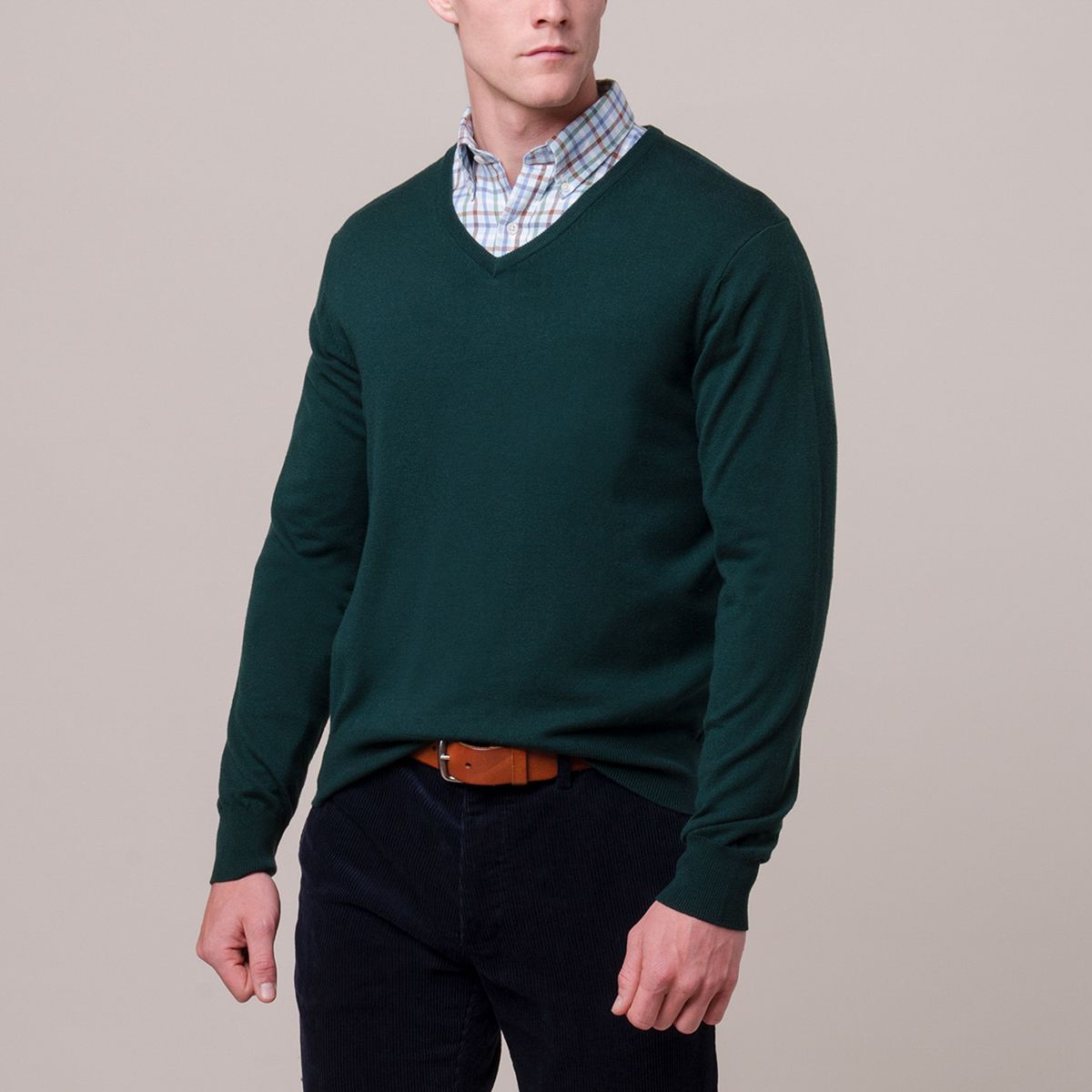 SAVILLE ROW - Sweater Liso Cuello V Lana Merino Saville Row
