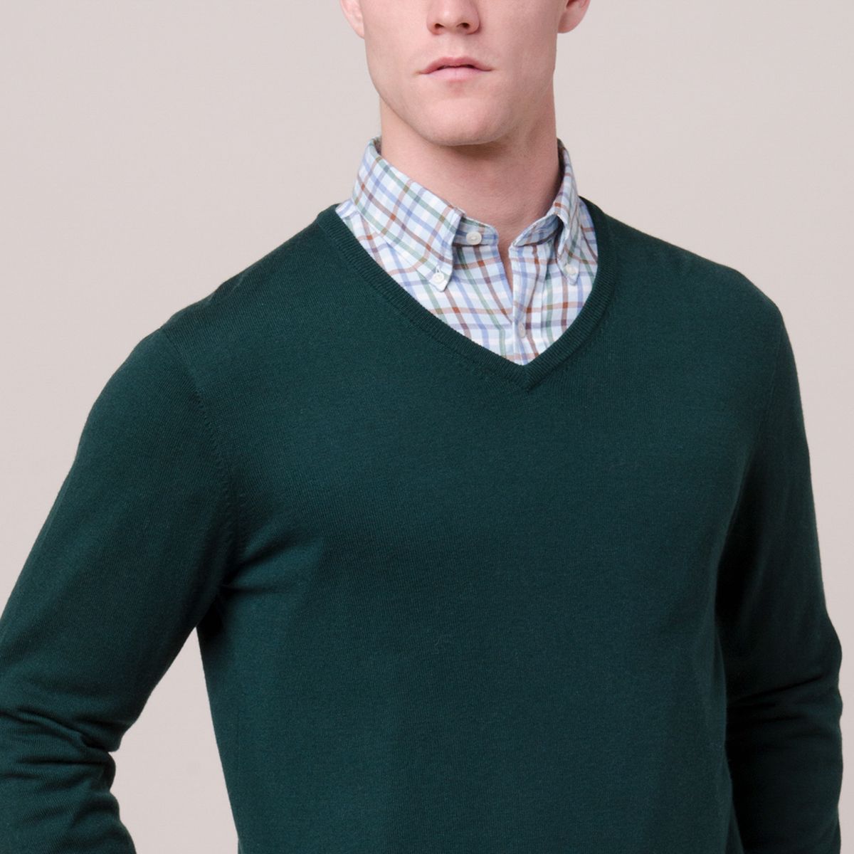 SAVILLE ROW - Sweater Liso Cuello V Lana Merino Saville Row