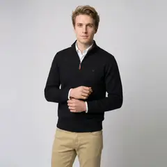 SAVILLE ROW - Sweater Liso Medio Cierre Algodón-Cashmere