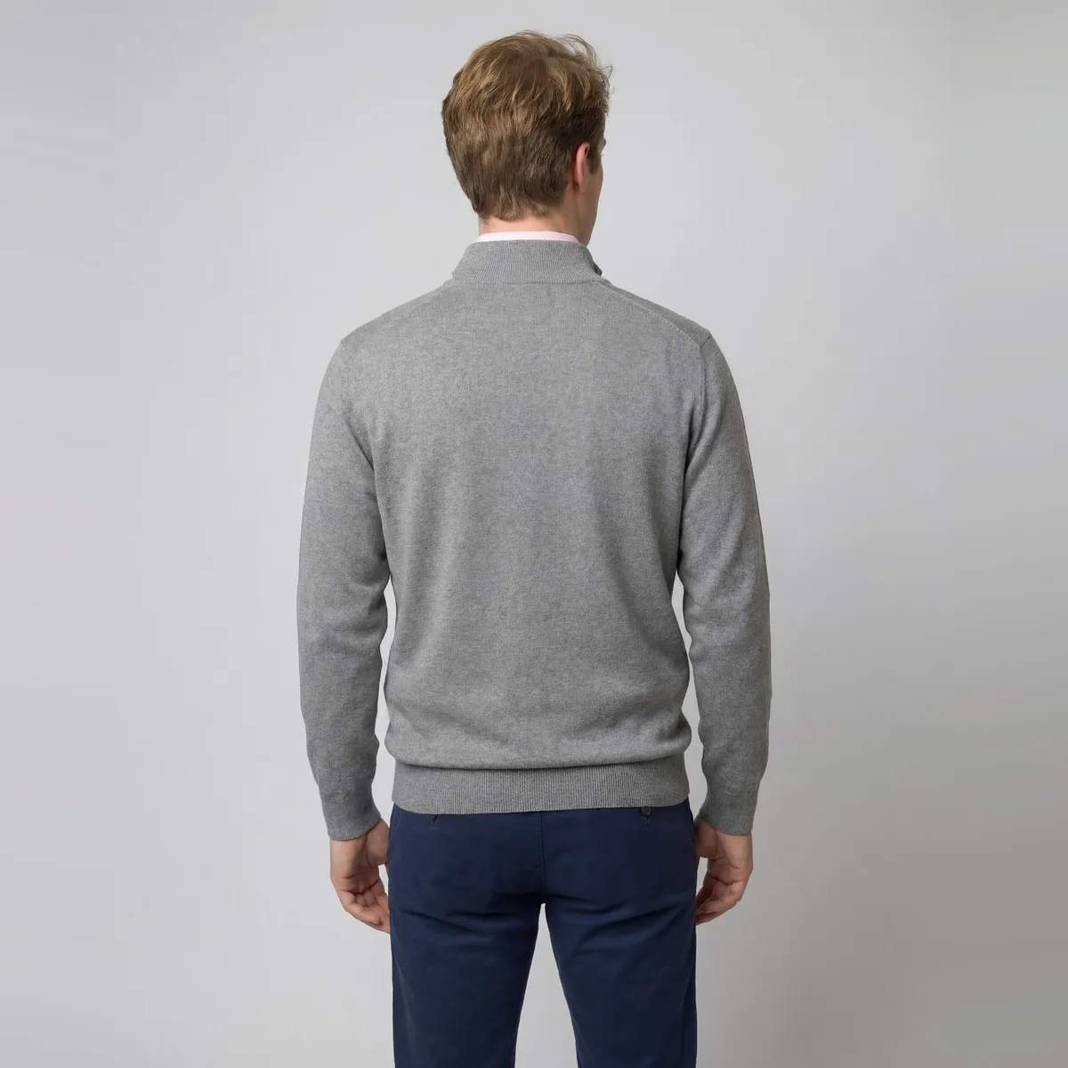 SAVILLE ROW - Sweater Liso Medio Cierre Algodón-Cashmere Saville Row
