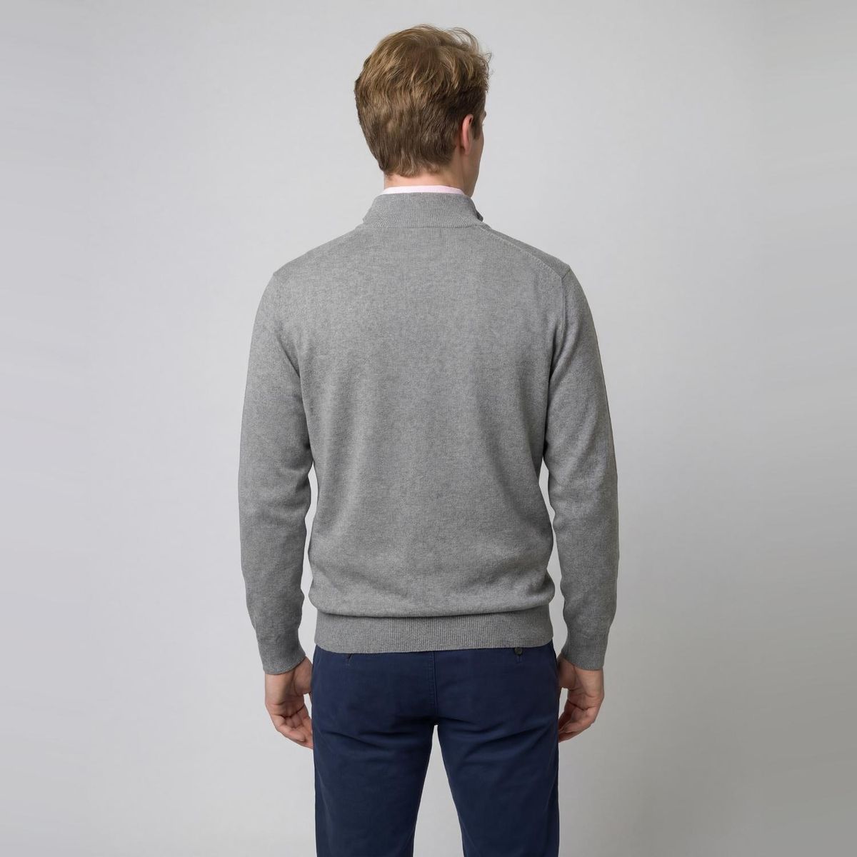 SAVILLE ROW - Sweater Liso Medio Cierre Algodón-Cashmere Saville Row