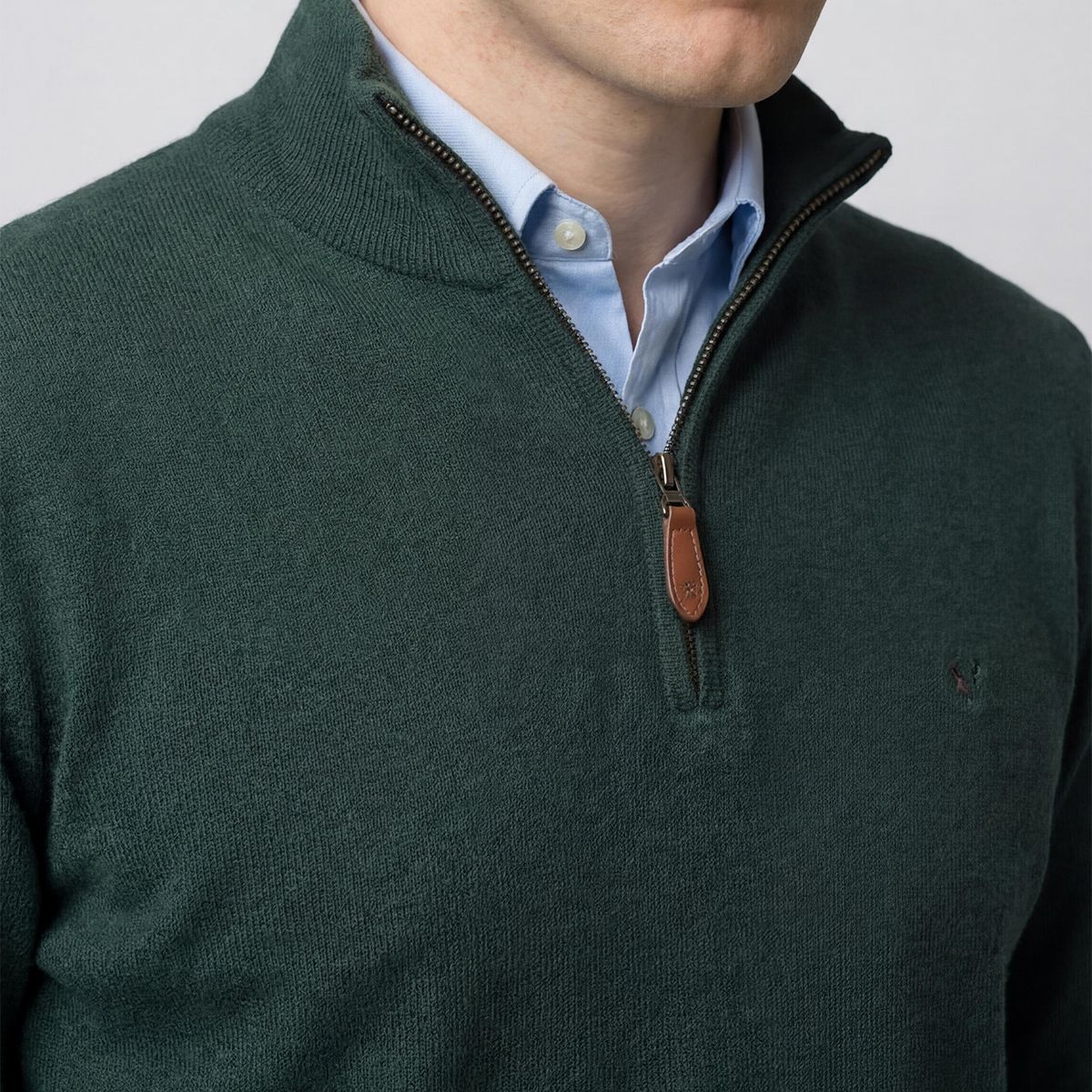 SAVILLE ROW - Sweater Liso Medio Cierre Algodón-Cashmere Saville Row