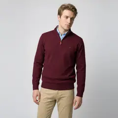 SAVILLE ROW - Sweater Liso Medio Cierre Algodón-Cashmere