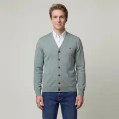 SAVILLE ROW - Cárdigan Liso Abotonado Lana Merino