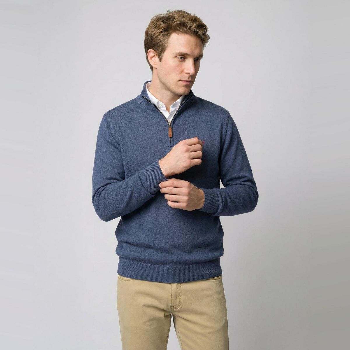 SAVILLE ROW - Sweater Medio Cierre Lana Merino Algodón Saville Row