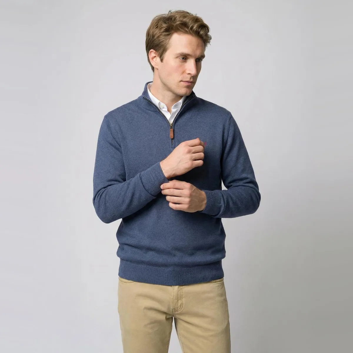 SAVILLE ROW - Sweater Medio Cierre Lana Merino Algodón Saville Row