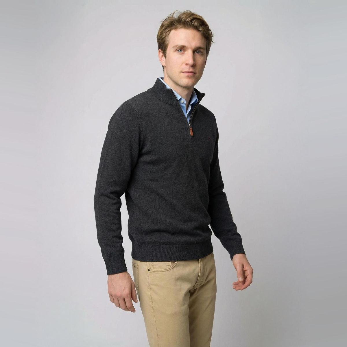 SAVILLE ROW - Sweater Medio Cierre Lana Merino Algodón Saville Row