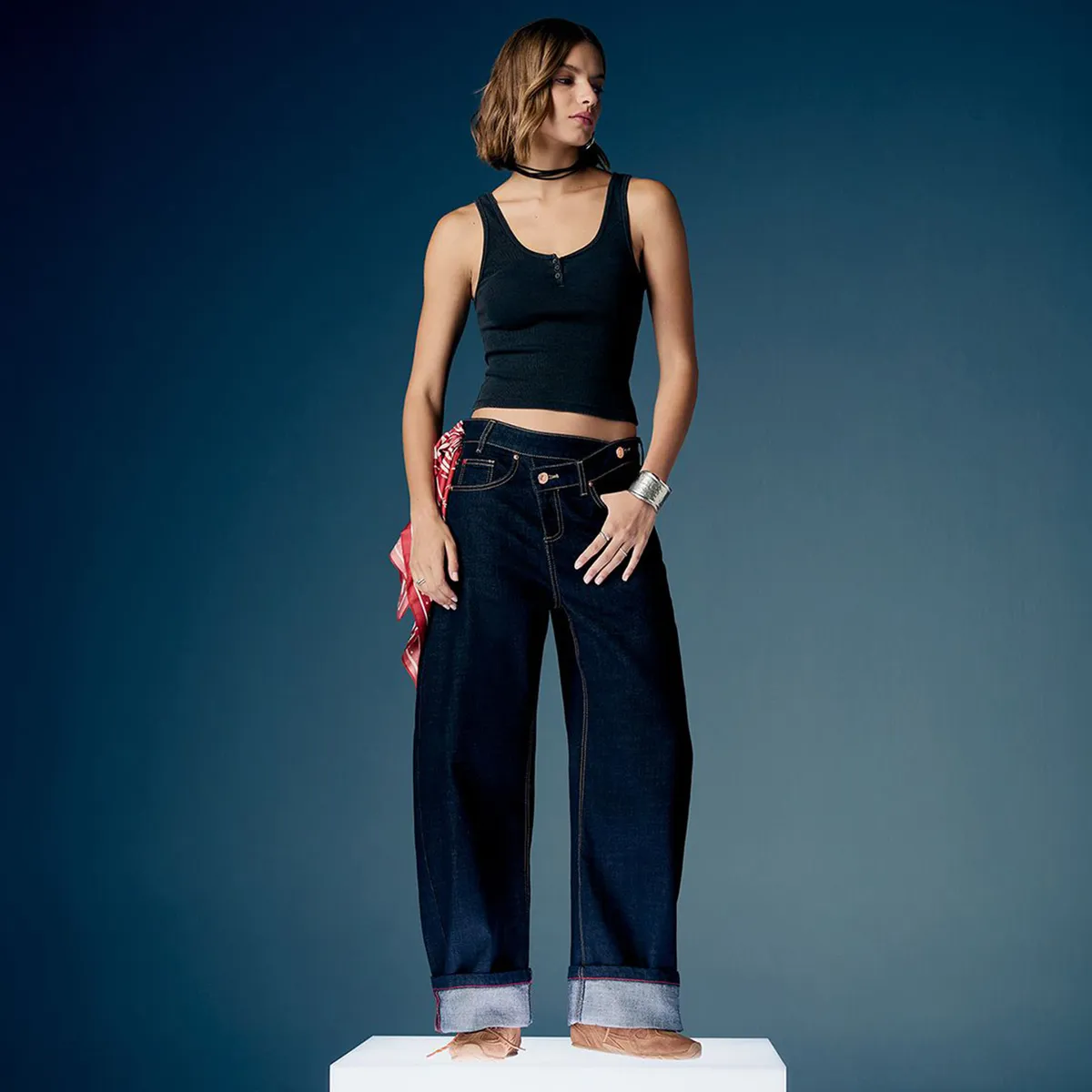 AMERICANINO - Jeans Baggy Tiro Medio Mujer Americanino