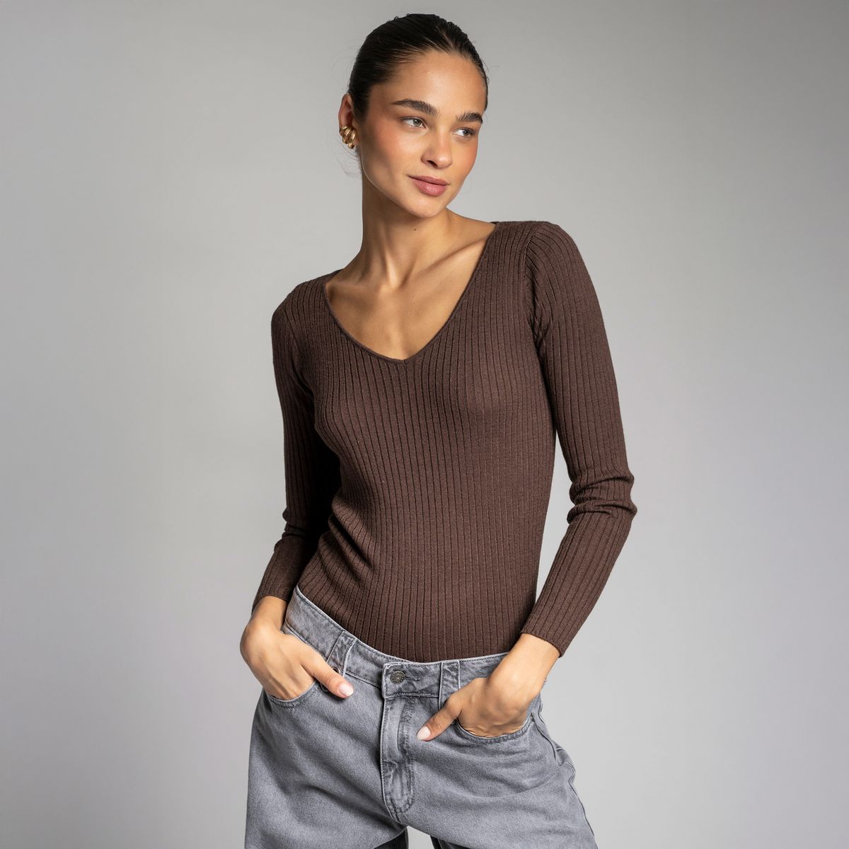 LOLITA LPK - Polera Tejida Pascuala V Chocolate Mujer Lolita LPK