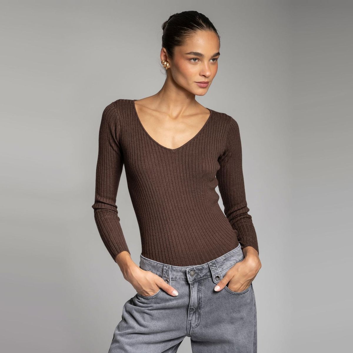 LOLITA LPK - Polera Tejida Pascuala V Chocolate Mujer Lolita LPK