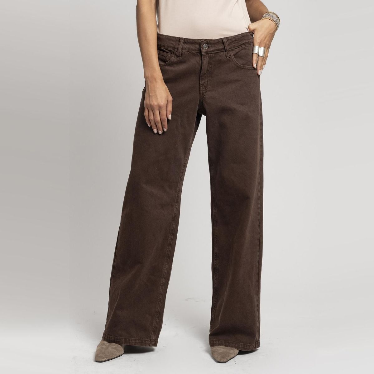 LOLITA LPK - Jeans Wide Leg Josefa Tiro Bajo Café Mujer Lolita LPK