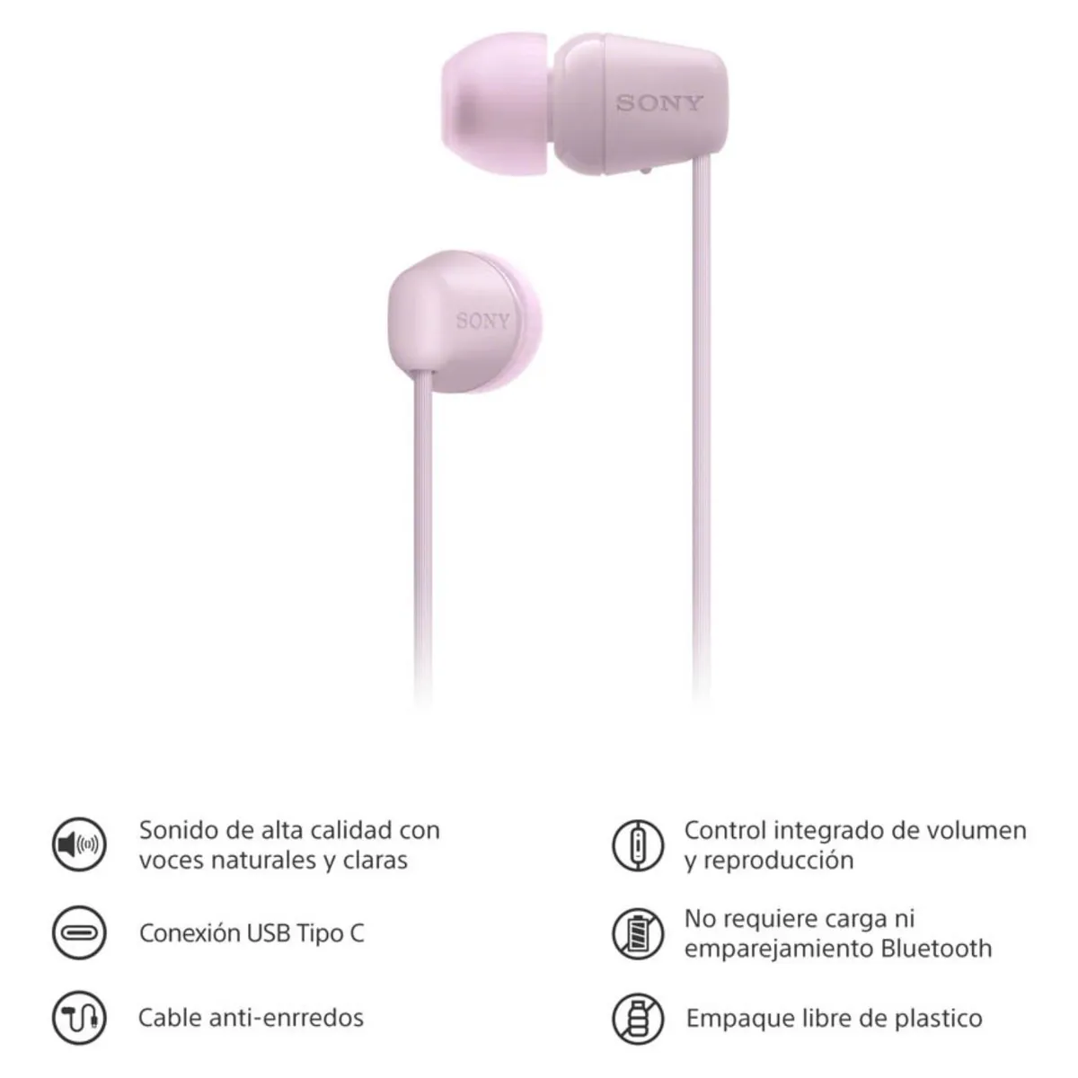 SONY - AudÃ­fonos In-ear IER-EX15C/PZUC Rosado Sony